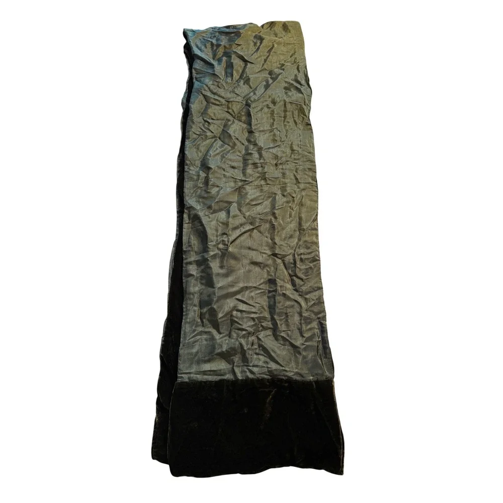 Patchwork Burnout Velvet Scarf Green Brown Floral Whimsigoth Boho Wrap 10 x 70